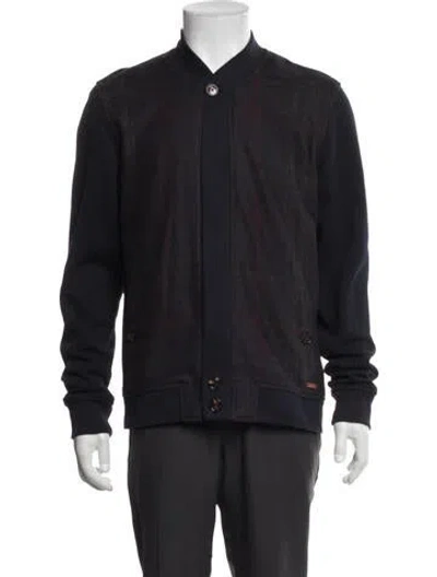 Pre-owned Ted Baker Plaid Print Bomber Jacket In Blue