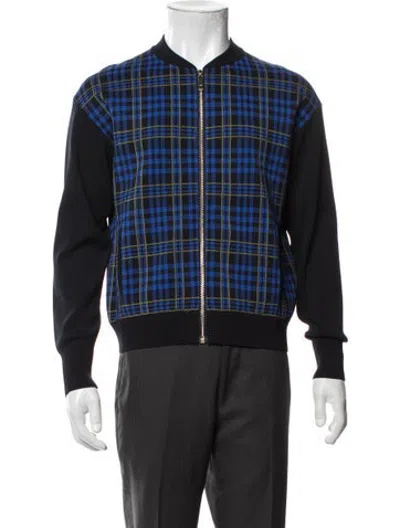 Pre-owned Ted Baker Plaid Print Bomber Jacket In Blue