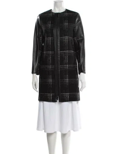 Pre-owned Ted Baker Plaid Print Coat In Black