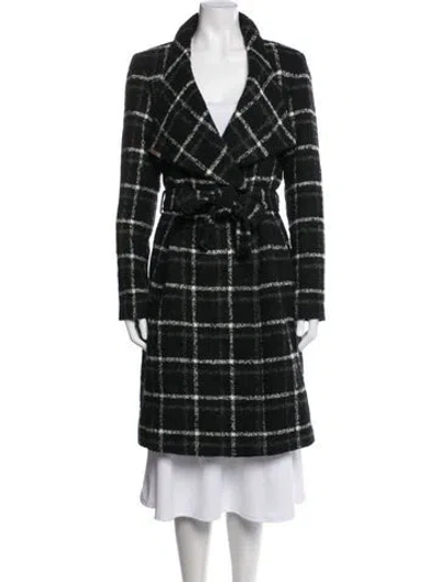 Pre-owned Ted Baker Plaid Print Coat In Black/green
