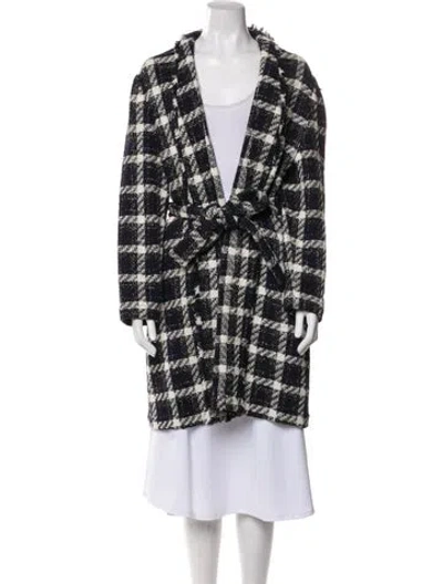 Pre-owned Ted Baker Plaid Print Coat In Blue