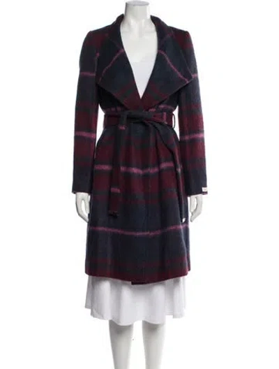 Pre-owned Ted Baker Plaid Print Coat In Blue