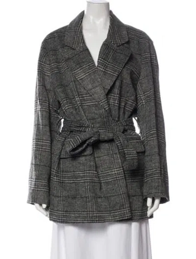 Pre-owned Ted Baker Plaid Print Coat W/ Tags In Gray