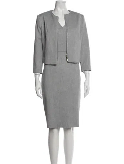 Pre-owned Ted Baker Plaid Print Dress Set In Gray