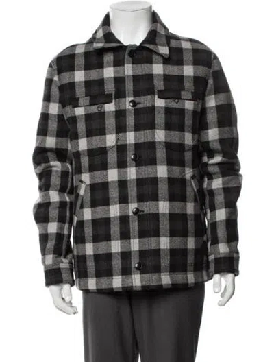 Pre-owned Ted Baker Plaid Print Jacket In Black