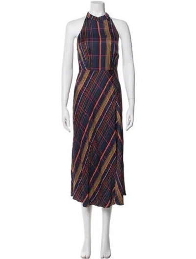 Pre-owned Ted Baker Plaid Print Midi Length Dress