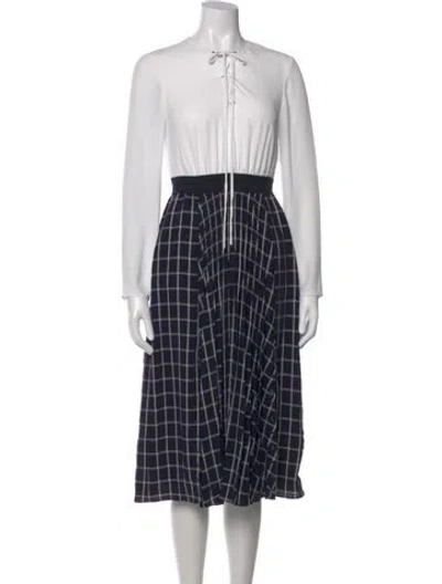 Pre-owned Ted Baker Plaid Print Midi Length Dress In Pink