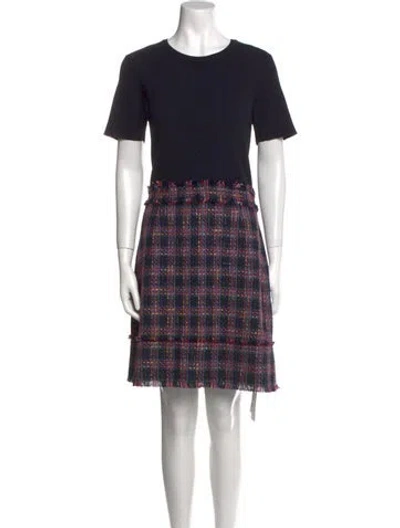 Pre-owned Ted Baker Plaid Print Mini Dress In Blue