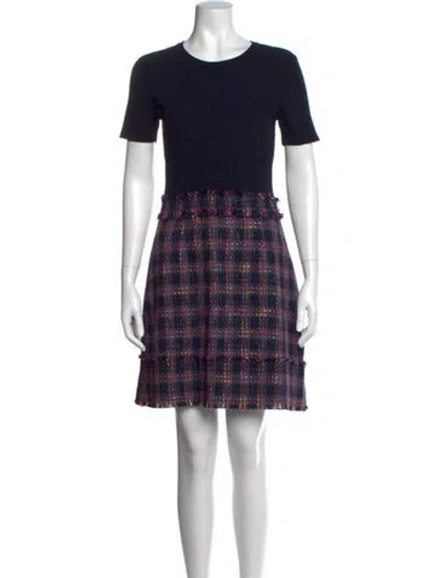 Pre-owned Ted Baker Plaid Print Mini Dress In Blue