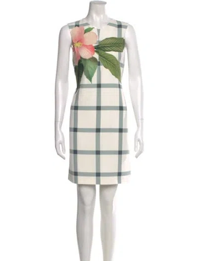 Pre-owned Ted Baker Plaid Print Mini Dress In Neutral