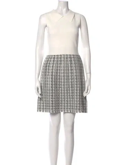 Pre-owned Ted Baker Plaid Print Mini Dress W/ Tags In White
