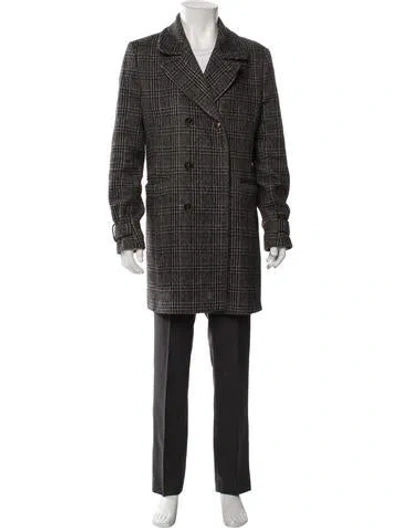 Pre-owned Ted Baker Plaid Print Overcoat In Gray