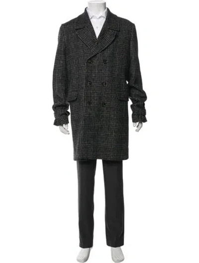 Pre-owned Ted Baker Plaid Print Peacoat In Black/grey