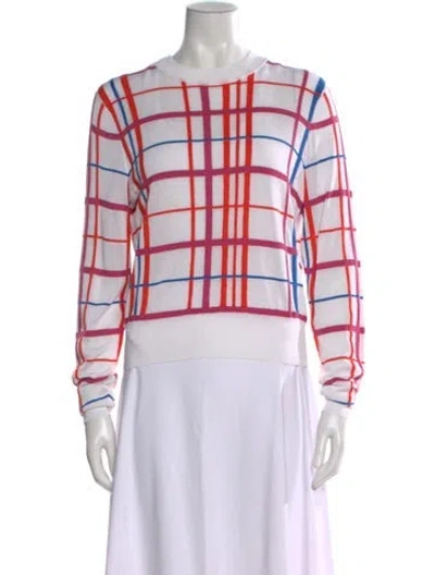 Pre-owned Ted Baker Plaid Print Scoop Neck Sweater In White