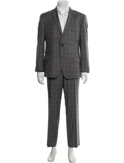 Pre-owned Ted Baker Plaid Print Two-piece Blazer In Gray