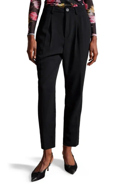 Ted Baker Pleat Front Tapered Pants In Black