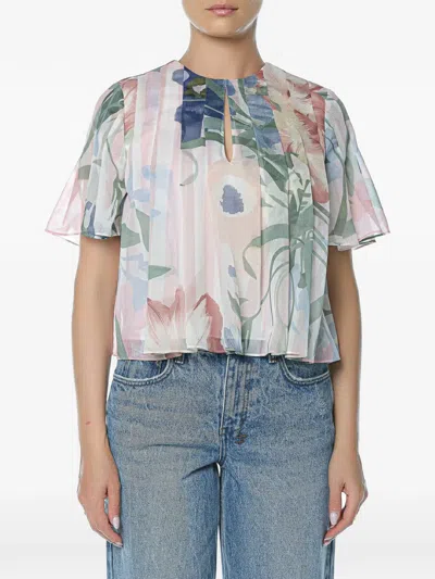 Ted Baker Pleated Floral-print Top In Animal Print