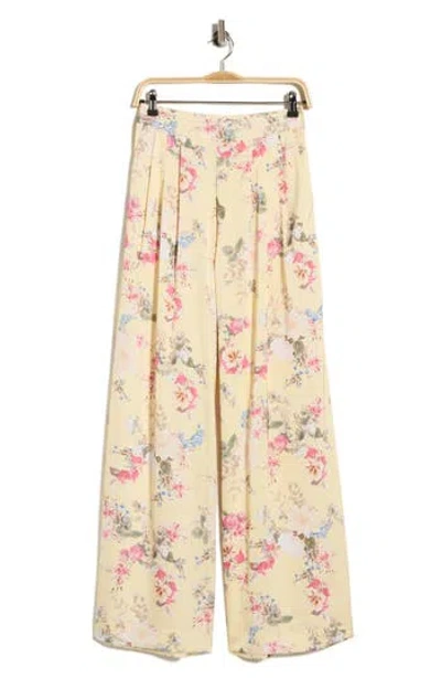 Ted Baker Pleated Front Wide Leg Pants In Yellow