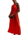Ted Baker Pleated Halter Neck Midi Dress In Red