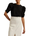 Ted Baker Womens Black Puff-sleeved Round-neck Organza Top
