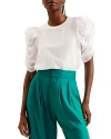 Ted Baker Sachiko Ruched Elbow Sleeve Top In Ivory