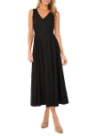 Ted Baker Pleated Waist Sleeveless Linen Blend Maxi Dress In Rich Black