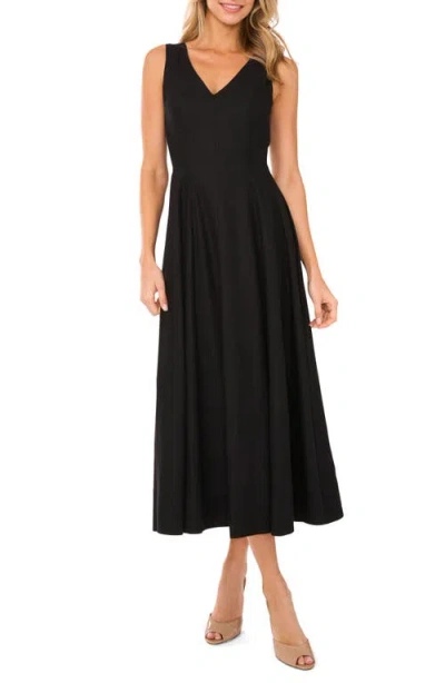 Ted Baker Pleated Waist Sleeveless Linen Blend Maxi Dress In Rich Black