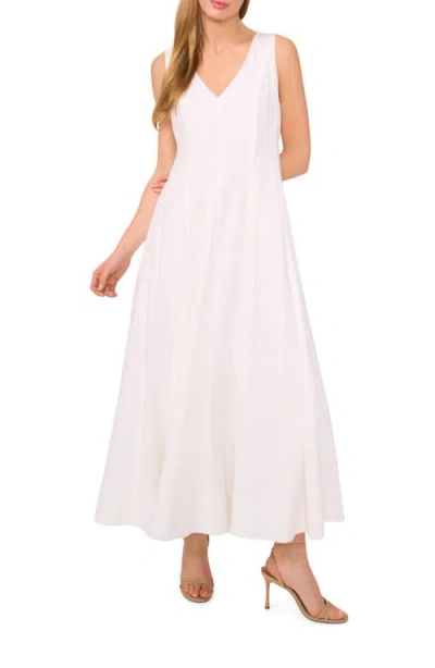 Ted Baker Pleated Waist Sleeveless Linen Blend Maxi Dress In Ultra White