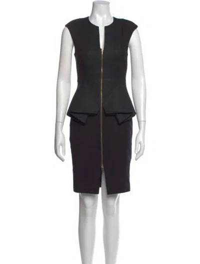 Pre-owned Ted Baker Plunge Neckline Knee-length Dress In Black