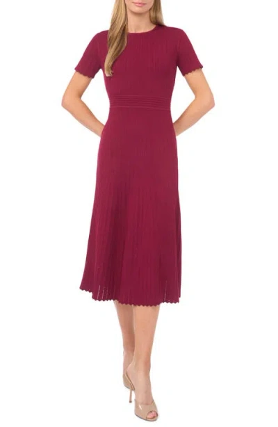 Ted Baker Pointelle Short Sleeve Midi Dress In Burgundy