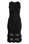 Ted Baker Pointelle Sleeveless Midi Dress In Black