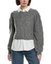 Ted Baker Pointelle Sweater In Gray