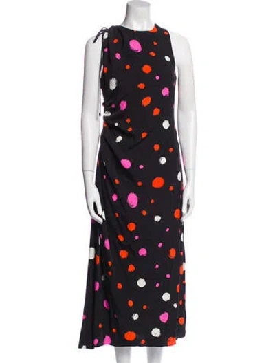 Pre-owned Ted Baker Polka Dot Print Long Dress In Black