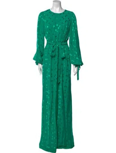 Pre-owned Ted Baker Polka Dot Print Long Dress In Green