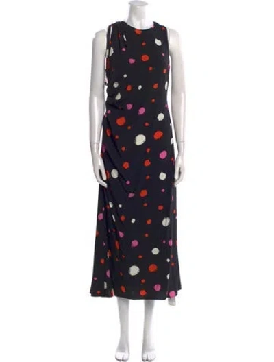 Pre-owned Ted Baker Polka Dot Print Long Dress W/ Tags In Black