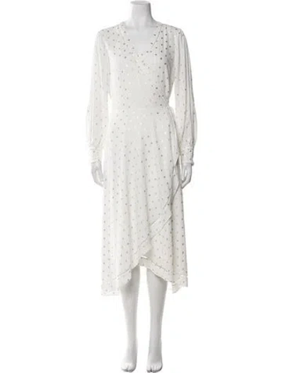 Pre-owned Ted Baker Polka Dot Print Long Dress In White