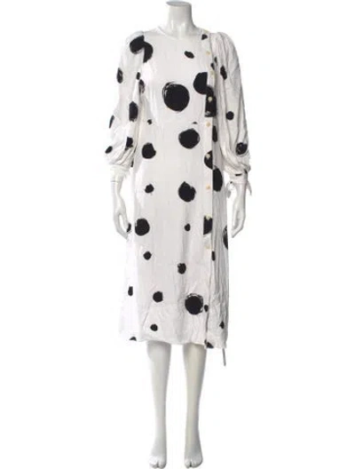 Pre-owned Ted Baker Polka Dot Print Long Dress In White