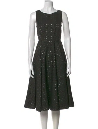 Pre-owned Ted Baker Polka Dot Print Midi Length Dress In Green