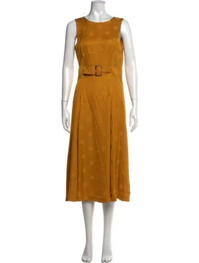 Pre-owned Ted Baker Polka Dot Print Midi Length Dress In Orange