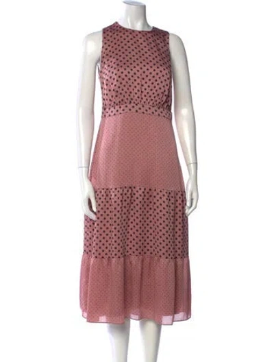 Pre-owned Ted Baker Polka Dot Print Midi Length Dress In Pink