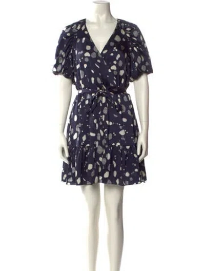 Pre-owned Ted Baker Polka Dot Print Mini Dress In Blue