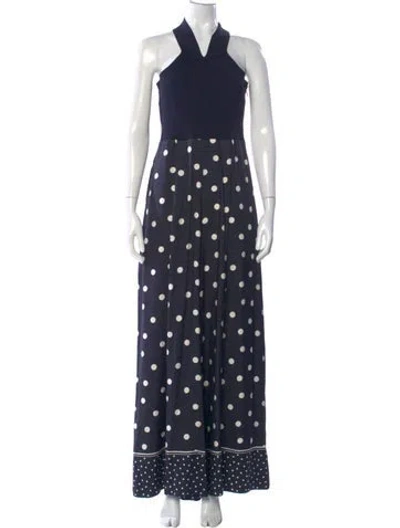 Pre-owned Ted Baker Polka Dot Print V-neck Jumpsuit In Blue