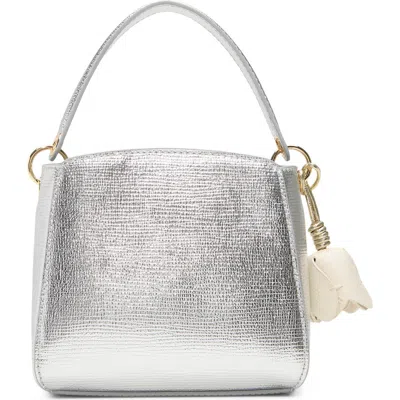 Ted Baker Polly Lizard Embossed Faux Leather Crossbody Bag In Silver