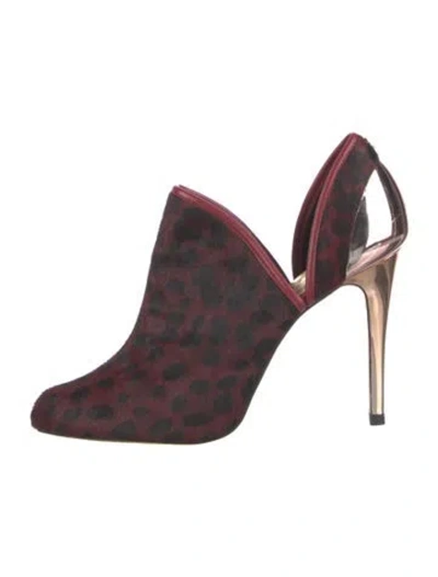 Pre-owned Ted Baker Ponyhair Animal Print D'orsay Pumps In Burgundy