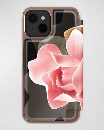 Ted Baker Porcelain Rose Mirror Folio Iphone 14 Plus Case In Black