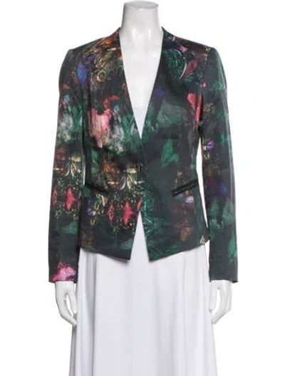 Pre-owned Ted Baker Printed Blazer In Green
