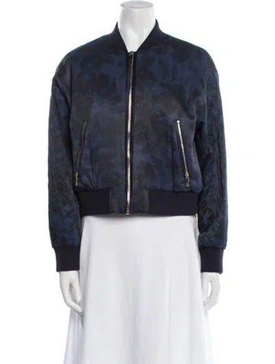 Pre-owned Ted Baker Printed Bomber Jacket In Blue