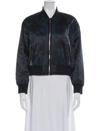 Pre-owned Ted Baker Printed Bomber Jacket In Blue