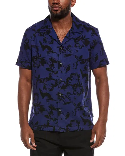 Ted Baker Printed Button Front Shirt In Blue