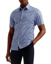 TED BAKER PRINTED BUTTON FRONT SHORT SLEEVE SHIRT